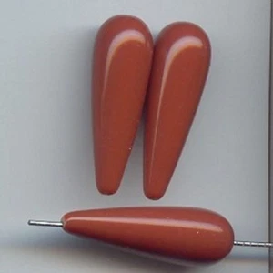 12 VINTAGE BROWN ACRYLIC 30x9mm. SMOOTH TEARDROP BEADS 5229 - Picture 1 of 1