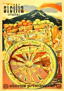 Reproduction Vintage "Sicilia" Italy Poster, Home Wall Art, Size: A2 - Picture 1 of 1