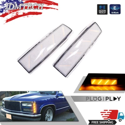 Luces de esquina marcadoras laterales delanteras ámbar con lente transparente para 88-93 GMC K1500 K2500 K3500 Foto 1 de 4