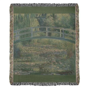 Manta tejida Monet Water Lily Pond 100 % algodón hecha en EE. UU. Regalo para amantes del arte - Imagen 1 de 2