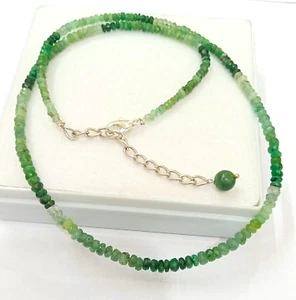 46.25 Cts Natural Green Emerald Faceted Shaded Beads Necklace, Gift For Her - Picture 1 of 8