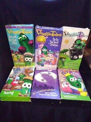LOT Of 6 Veggie Tales VHS God Wants Me to Forgive Them, Dave, King George, Lyle  - Image 1 of 4