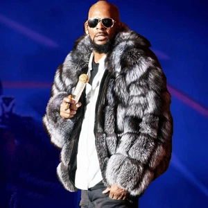 Winter Men's Real Silver Fox Fur Bomber Jackets Genuine Fur Coat Squares Outwear - Picture 1 of 20