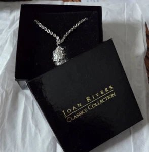 Joan Rivers Faberge Egg Pendant Necklace Silver Tone - Picture 1 of 14