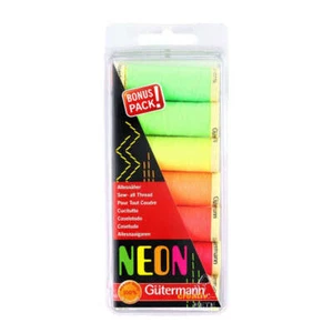 Gutermann Neon 7 x 100M Polyester Thread Made in Germany Red Orange Green White - Picture 1 of 3