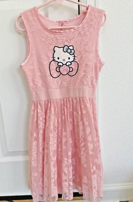 Hello Kitty Pink Lace Dress for Girls Sleeveless Sanrio - Image 1 of 4
