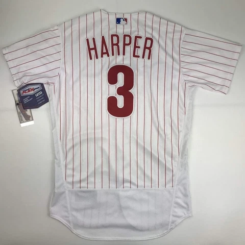 Authentic BRYCE HARPER Pinstripe 48 XL Philadelphia Phillies Majestic Jersey Cover