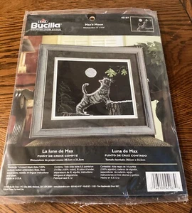 Bucilla Counted Cross Stitch Kit Cat Kitten Night Moon NEW - Picture 1 of 2