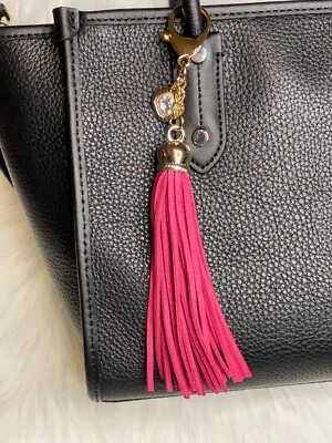 Rosa Oscuro Rosa Borla Bolso Dije Bolso de Mano Decoración Llavero Llavero Piedra Llavero Foto 1 de 2
