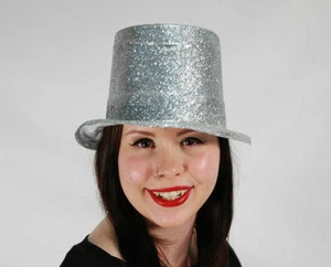 6 Silver Glitter Topper Hats Christmas Parties Fancy Dress Stage Hen Nights - Picture 1 of 5