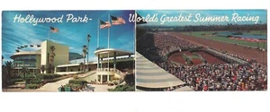 HOLLYWOOD PARK SOMMERRENNEN Inglewood 2 Bilder doppelte Länge Postkarte CA - Bild 1 von 4