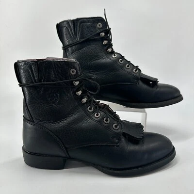 Ariat Heritage II Lacer 10002145 Work Boots Black Women's 8.5 Lace Up Leather - Image 1 of 4