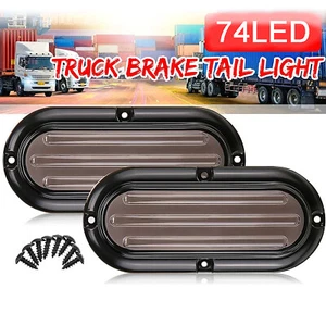 2x Luces traseras ovaladas 74LED ámbar y rojo estroboscópico indicador de giro de flujo remolque para camión - Imagen 1 de 12