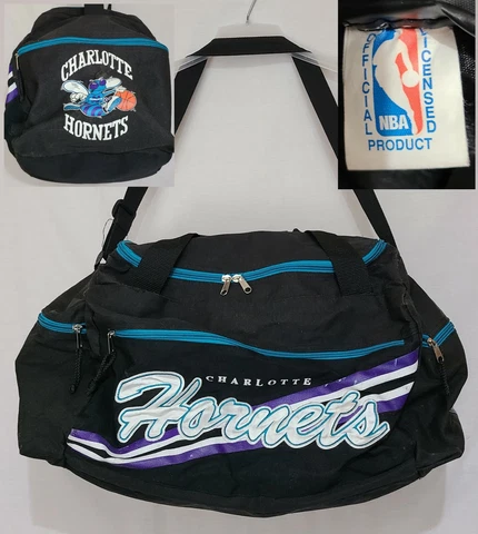 Vintage 90s Retro NBA Offical Charlotte Hornets Duffle Bag Rare 20x11x11 Cover