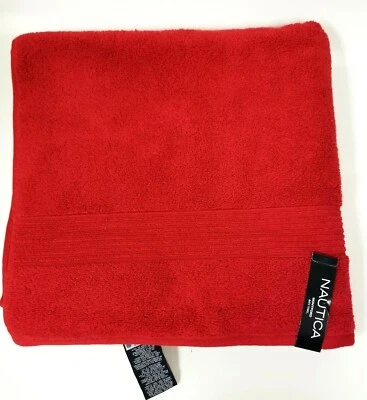 NUEVA TOALLA DE BAÑO ESPONJOSA 100% ALGODÓN NAUTICA MONTFORD ROJA OEKO-TEX 30" X 54" Foto 1 de 4
