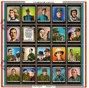 UAE 1971 UMM AL QIWAIN IN MEMORY OF CHARLES DE GAULLE 20 STAMP SHEET CTO MNH - Picture 1 of 22
