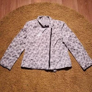 NWT Classiques Entier Linen Blend Jacket Gray Black Women's Size Large Blazer - Picture 1 of 12