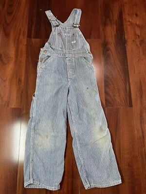 Mono con tirantes Lee vintage azul a rayas de nogal sanforizado hecho en unión juvenil ~ 25x21 Foto 1 de 4