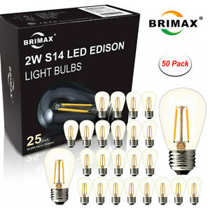 E26 Led Replacement Light Bulbs 2W S14 Clear Glass Edison Bulb 2700K Warm White