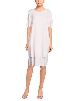 Vestido Les Copains Rosa Pálido Manga Corta Hasta la Rodilla En Capas Talla 44 Minimalista Foto 1 de 4