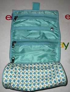 Stationery/make up Canvas bag- Green abstarct multiple compartments - Picture 1 of 5