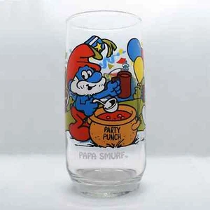 Vintage Smurfs Glass Cup Papa Smurf Cartoon 1983 Retro Collectible Glass 0222! - Picture 1 of 6