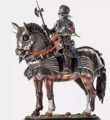 Unpainted 1/16 Resin European Knight on Horse Fully Armed MODEL Unassembled KIT  - Image 1 of 4