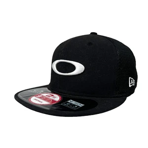 Oakley New Era 9FIFTY Snapback Hat Black Mesh Back Flat Brim NE TECH Y2K - Picture 1 of 9