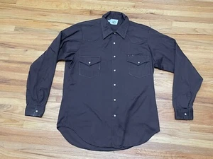 H Bar C Men's Shirt Button-Up Western Cowboy Vintage Collared Pearl Snap Brown - Picture 1 of 7