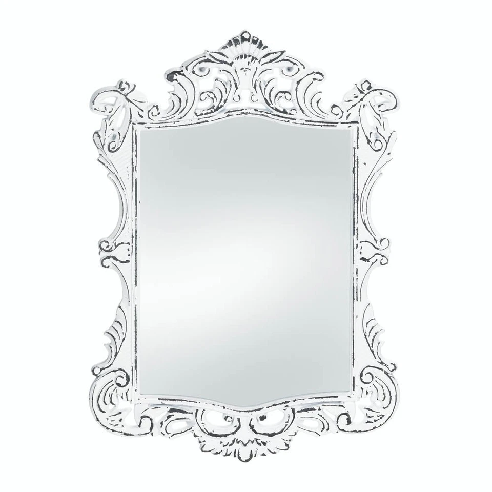 Distressed Regal White Wood Rectangular Mirror - Image 1 of 1