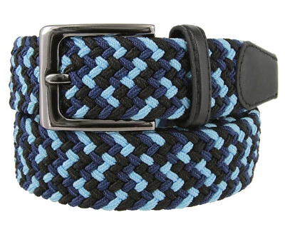 7001G Women's Stretch Belt Braided Elastic Woven Canvas Fabric Belt 1-3/8"(35mm) - Image 1 of 4