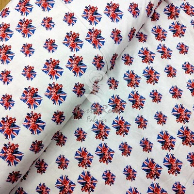 ROSE AND HUBBLE British Flag Union Jack Novelty Digital print 100% Quilting Cotton Fabric