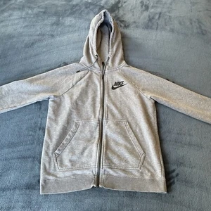 Sudadera gris con capucha cremallera completa manga larga Nike para mujer pequeña - Imagen 1 de 15