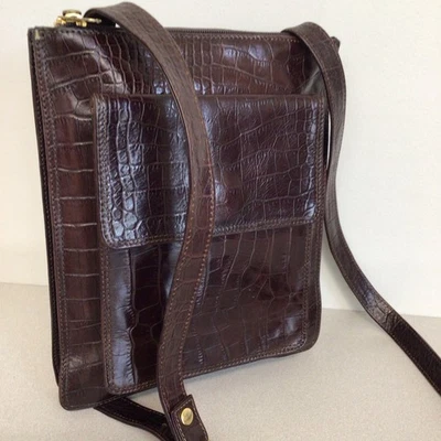 BOLSERA FRANCESCO BIASIA CUERO MARRÓN COCODRILO RELIEVE Foto 1 de 4