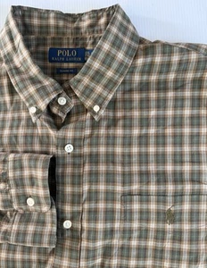 Polo RALPH LAUREN Brown Green Safari Plaid Long Sleeve Button Up Shirt 2XL - Picture 1 of 9