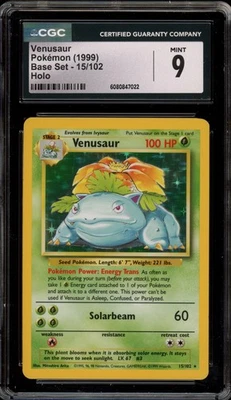 Pokemon Venusaur Base Set Unlimited Holo Rare #15 CGC 9 Mint - Image 1 of 2