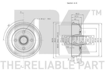 Tambor de freno trasero derecho original NK para Ford Escort J4B / J6A 1.3 (01/1995-01/1999) Foto 1 de 4