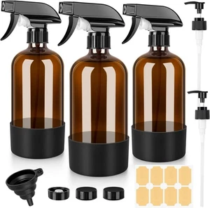 3er Set 500ml Glas Sprühflasche Bernstein UV-Schutz Einstellbare Düse Reinigung - Bild 1 von 4