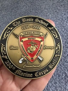 US MARINE CORPS Coin 2011 Basic School USMC Ball Shield Challenge Motto - Picture 1 of 5