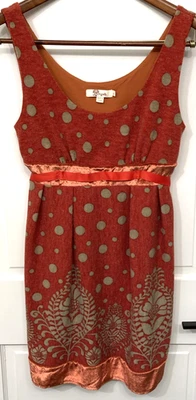 Vestido Aryeh Lunares Floral Difuso Naranja Beige Sin Mangas L Terciopelo Bosque Hada Foto 1 de 4