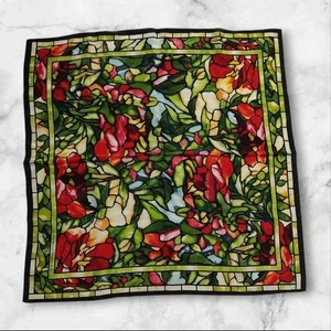 Metropolitan Museum of Art Louis C Tiffany Peonies Stained Glass Silk Scarf - Picture 1 of 8