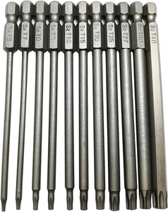 Long Torx Security Head Screwdriver Drill Set 1/4 11pcs Head(100mm))  - Picture 1 of 7