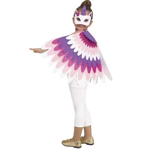 Girl's Glitter Unicorn Wings Cape Mask Set Pink Purple Halloween Costume Child - Picture 1 of 1