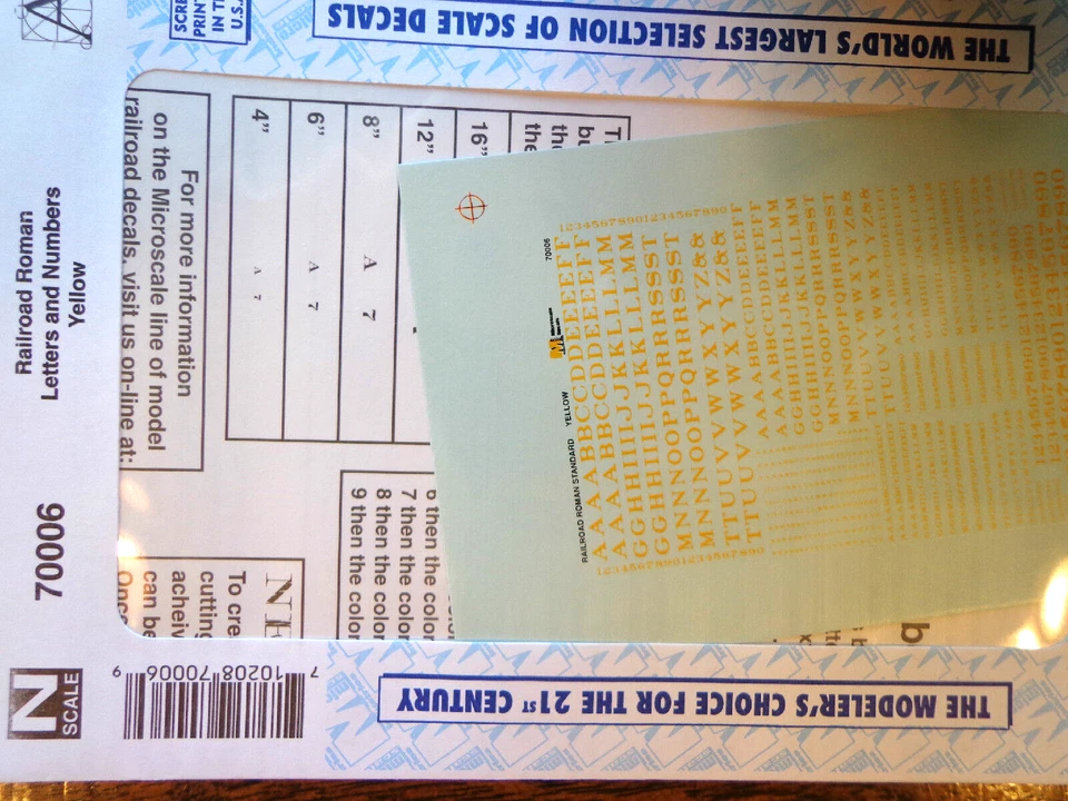 Calcomanía a microescala #70006 letras y números romanos de ferrocarril amarillo Foto 1 de 1