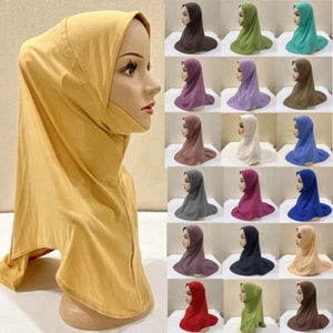 Girls Plain Color Muslim Hijab Islamic Headscarf fit for 5-9 Years Kid Wholesale - Picture 1 of 30