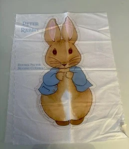 Vtg Cut & Sew Cotton Fabric Panel 20" MRS BUNNY Peter Rabbit Pillow DIY - Picture 1 of 8
