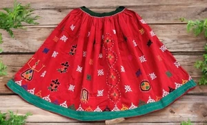 Boho Banjara Embroidery Ethnic Gypsy Kuchi Tribal India Belly Dance Rabari Skirt - Picture 1 of 4
