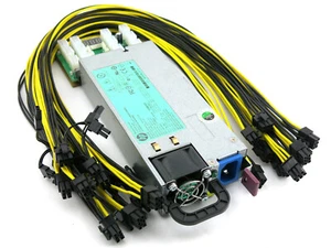 1200 WATT HP 80+ PLATINUM 94% EFFICIENCY 110-240V CHAIN SYNC OPEN AIR GPU MINING - Picture 1 of 8