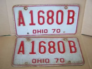 Ohio License Plates Year 1970, Tag #A1680B, Set of Two - Picture 1 of 1