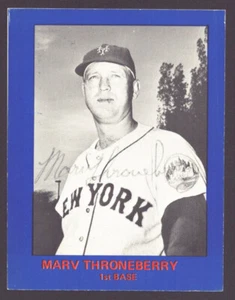 MARV THRONEBERRY 1982 Galasso #1 AUTOGRAPH METS Auto Signed Yankees A's d.1994 - Picture 1 of 1
